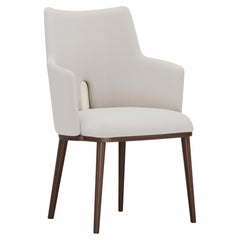 Ilora Chair in Cream Upholstery with Walnut Legs and Metal Detail