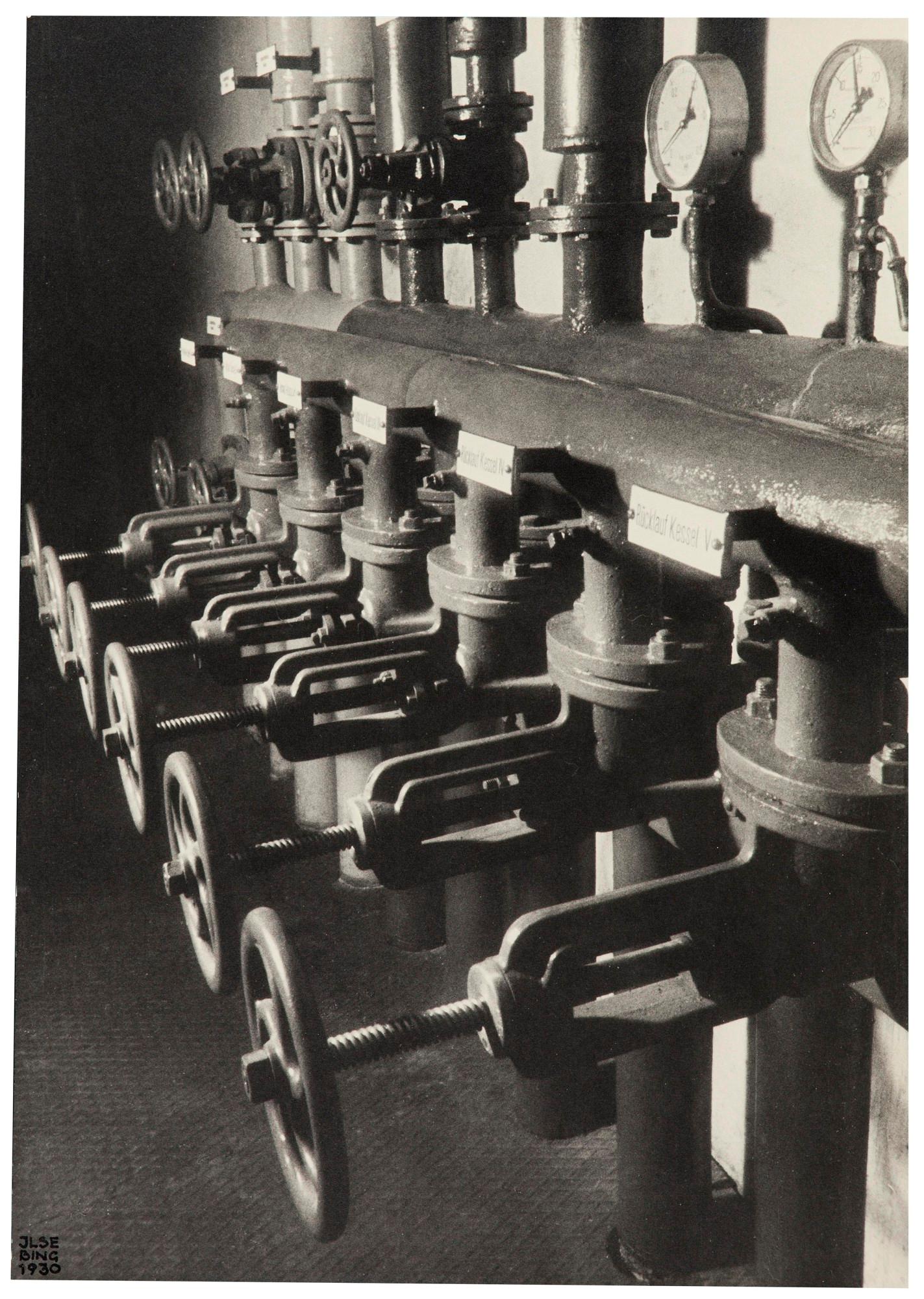 Ilse Bing Still-Life Photograph – Heating Pipes In Basement, 1930