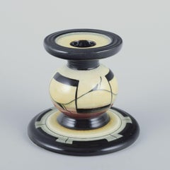 Ilse Claesson per Rörstrand. Candeliere in maiolica smaltata. Stile Art Deco.