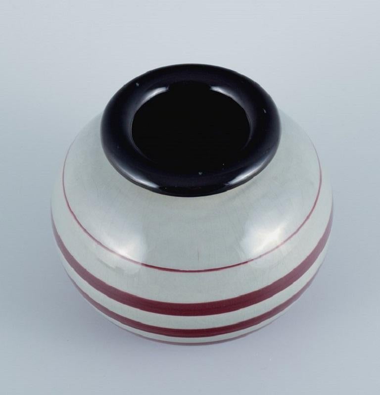 Swedish Ilse Claesson for Rörstrand, Hand-Painted Art Deco Vase in Earthenware For Sale