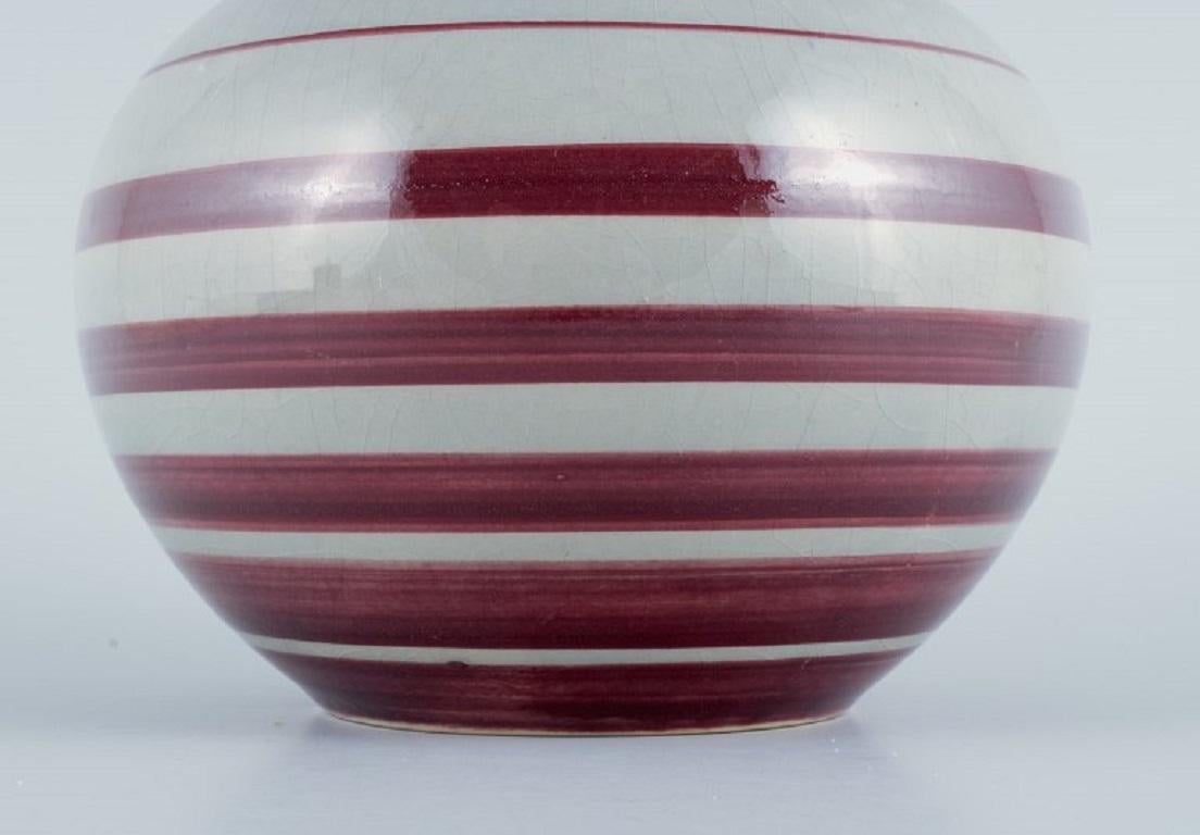 Glazed Ilse Claesson for Rörstrand, Hand-Painted Art Deco Vase in Earthenware For Sale