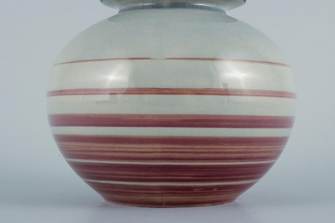 Hand-Painted Ilse Claesson for Rörstrand, hand painted Art Deco Vase in Earthenware For Sale