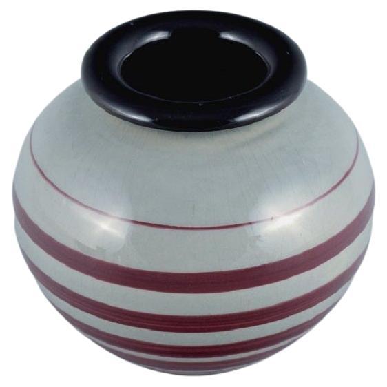 Ilse Claesson for Rörstrand, Hand-Painted Art Deco Vase in Earthenware