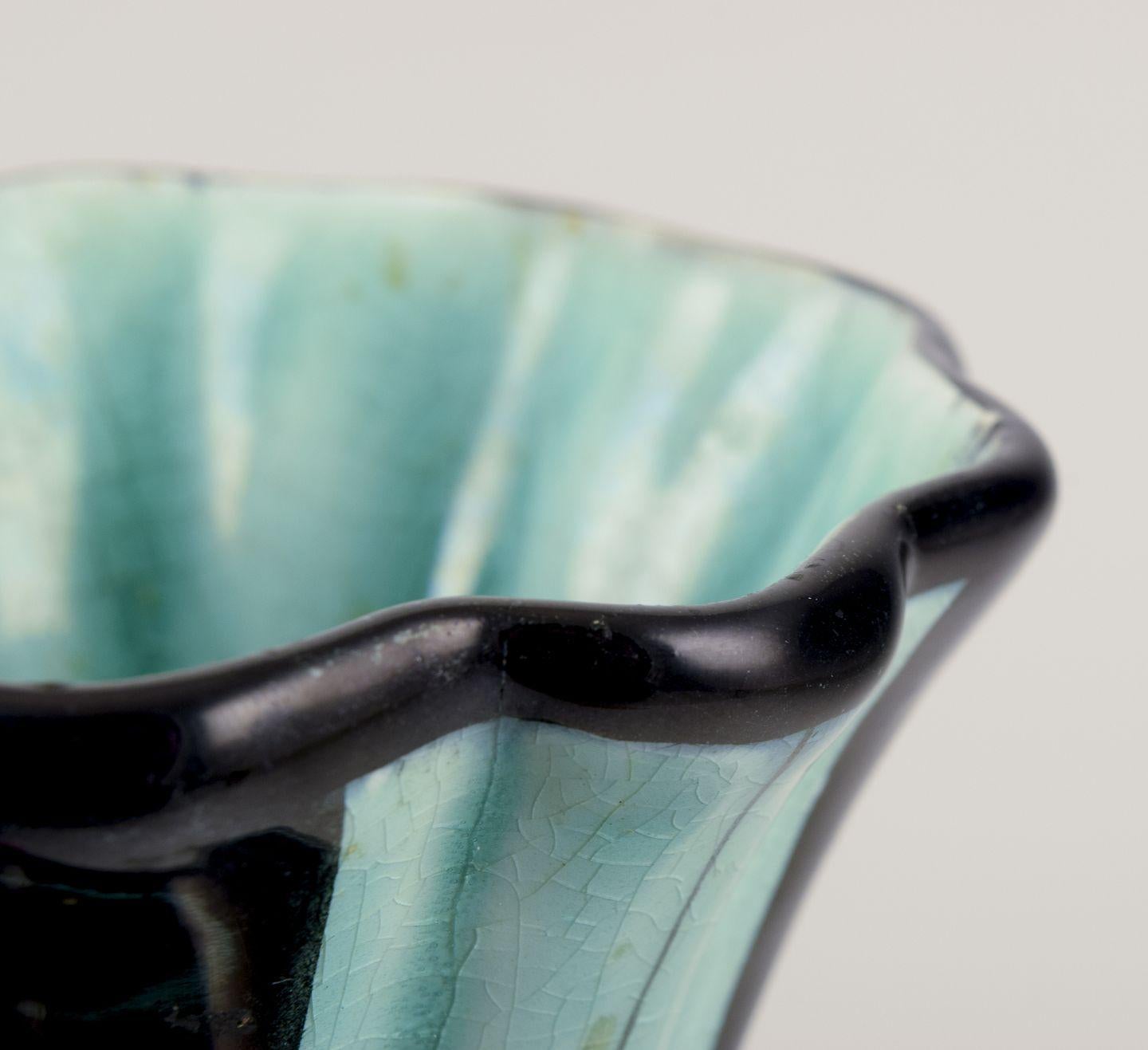Ilse Claesson for Rörstrand. Large Art Deco faience vase. Approx. 1940. For Sale 1
