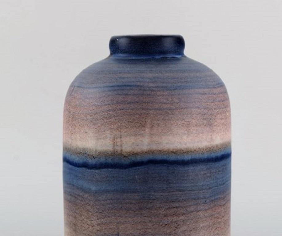 Modern Ilse Claesson for Rörstrand, Rare Glazed Ceramic Vase with Striped Design