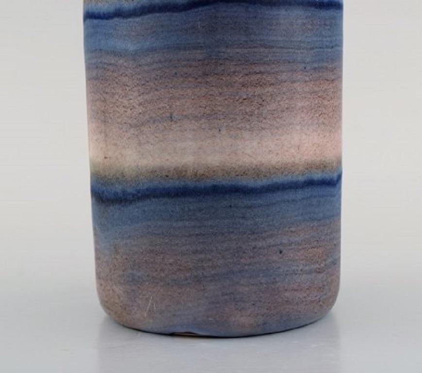 Swedish Ilse Claesson for Rörstrand, Rare Glazed Ceramic Vase with Striped Design