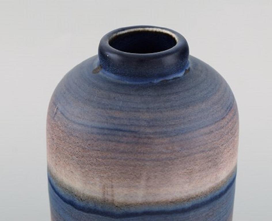 Ilse Claesson for Rörstrand, Rare Glazed Ceramic Vase with Striped Design In Good Condition In Copenhagen, DK