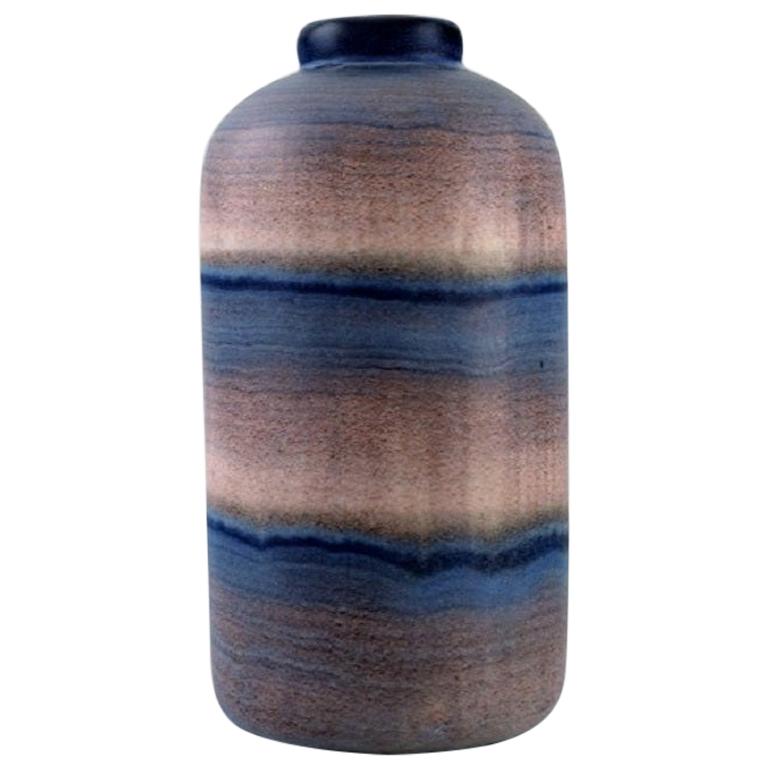 Ilse Claesson for Rörstrand, Rare Glazed Ceramic Vase with Striped Design