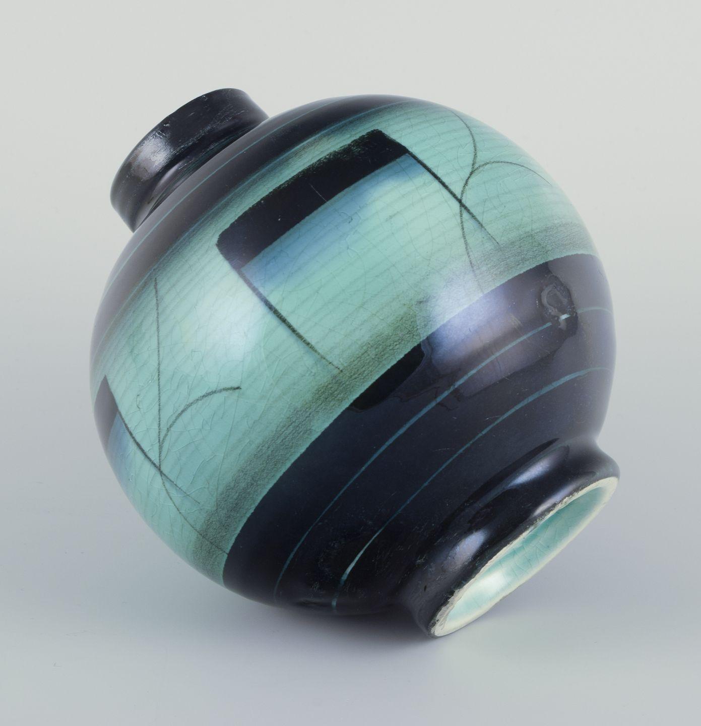 Glazed Ilse Claesson for Rörstrand, Sweden. Vase in glazed faience. Art Deco style. For Sale