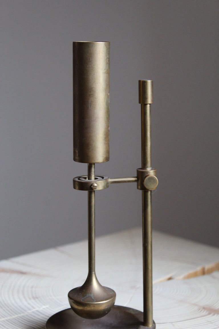 Mid-Century Modern Ilse D. Ammonsen, Adjustable Candlestick, Brass, Denmark, 1960s