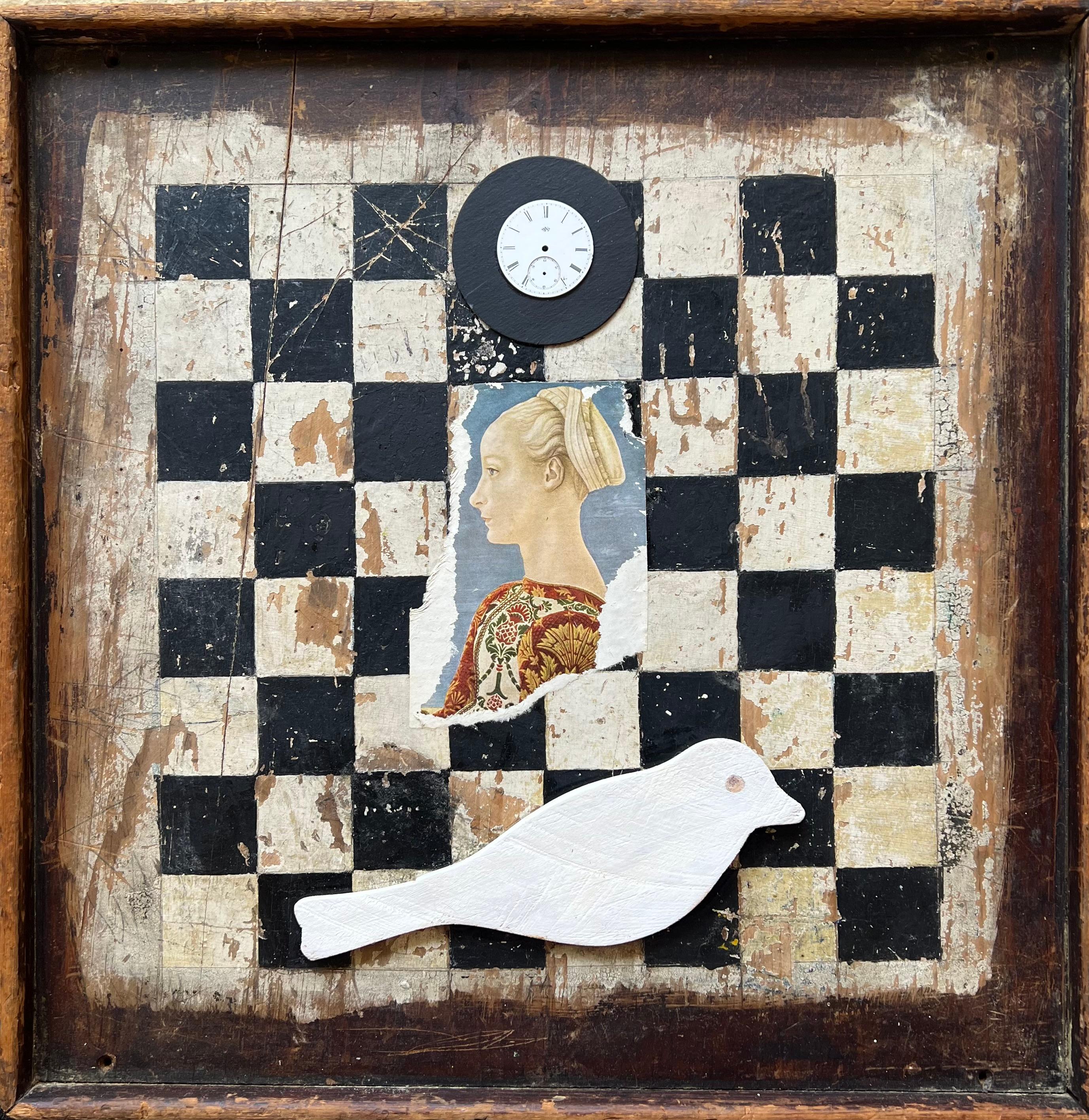 Femme avec oiseau - Mixed Media Art de Ilse Getz