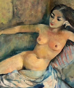 "Diane alongée" de Ilse Voigt - Óleo sobre lienzo 61x78 cm