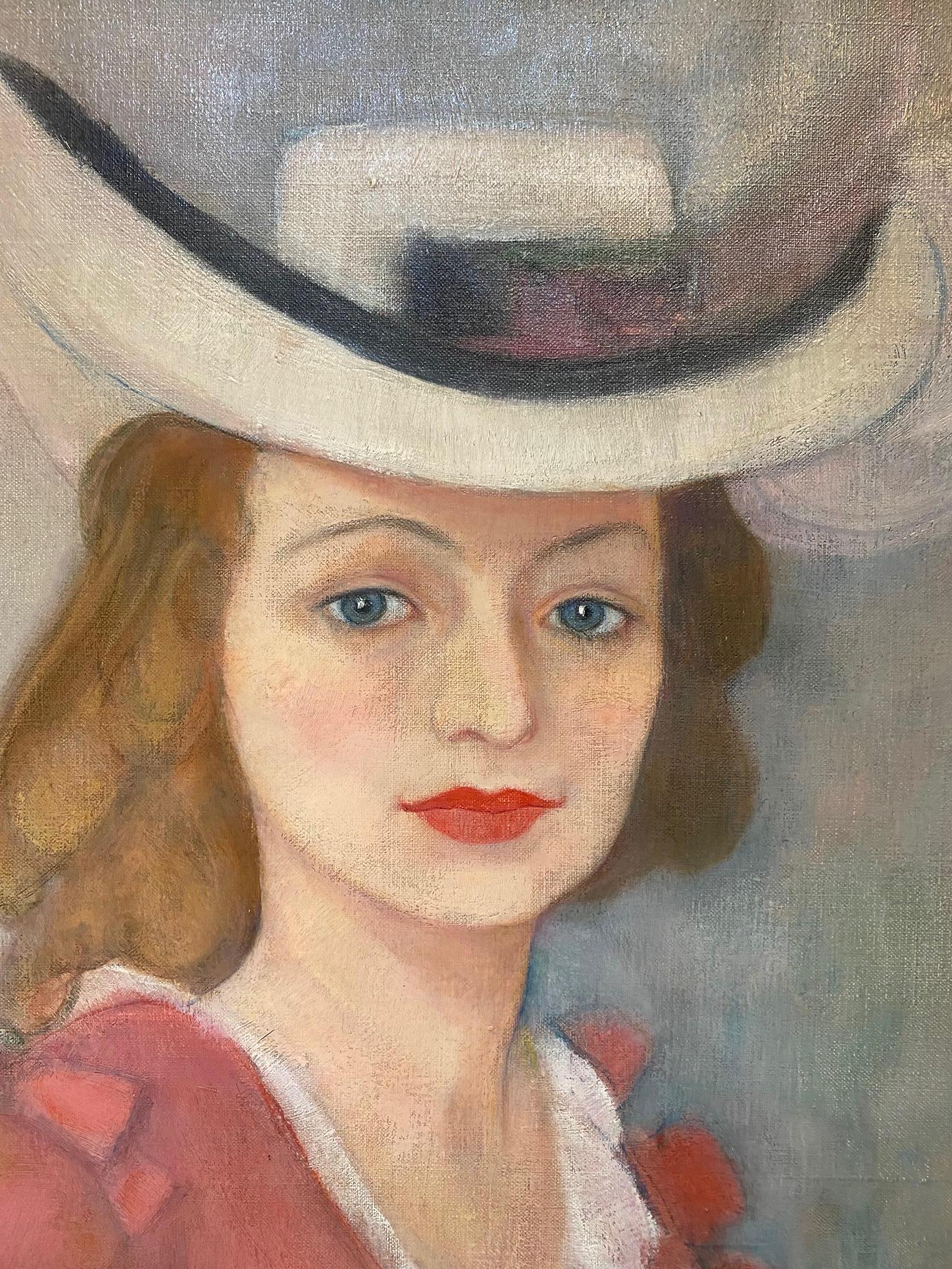 Woman portrait by Ilse Voigt - Oil on canvas 96x76 cm For Sale 3
