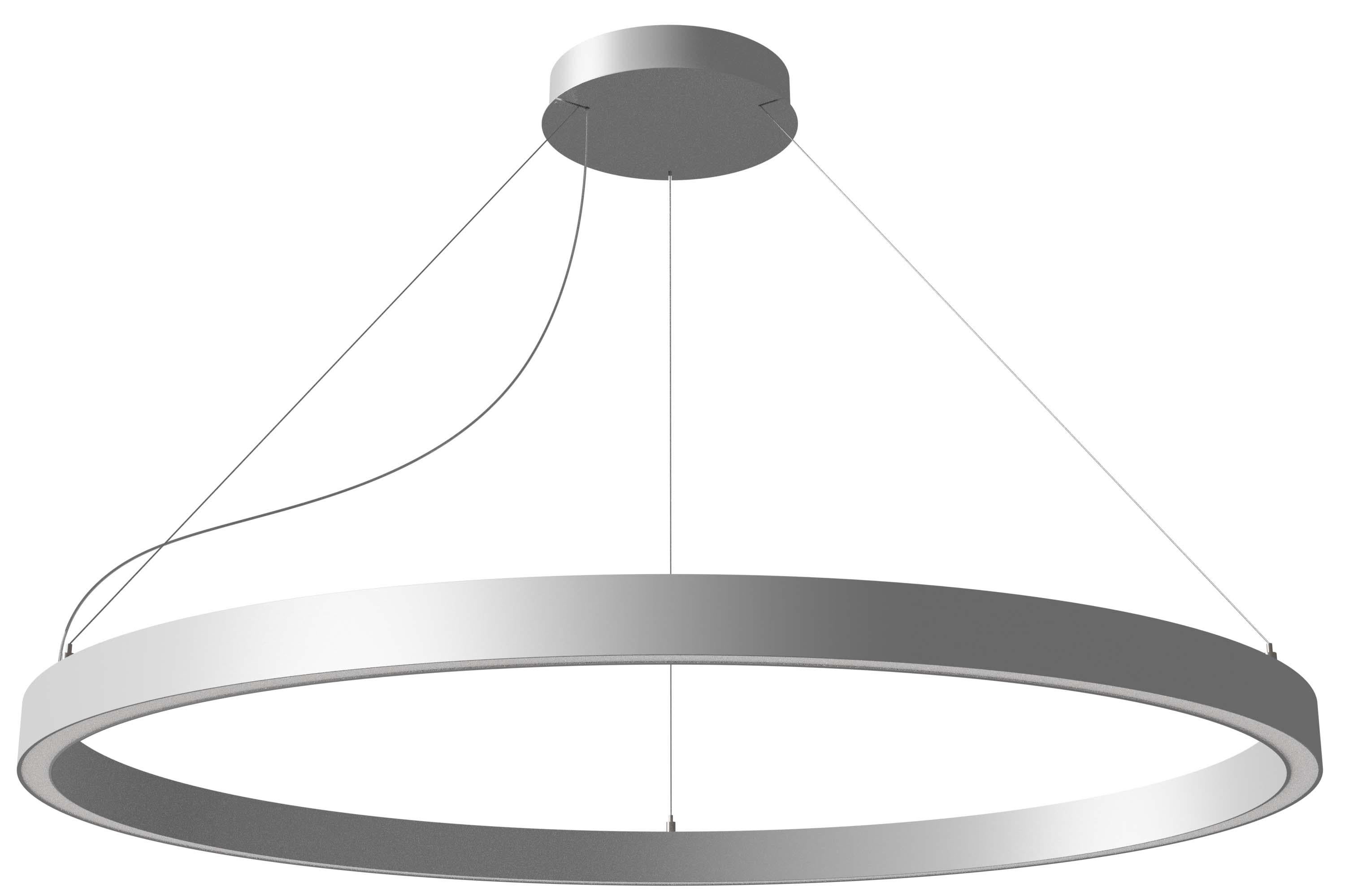 Zirkol – C is a family of circular suspension lamps suitable for general and decorative lighting. Anodized aluminium body and opal screen for a homogeneous lighting. Available as single direct light emission version or with double light emission