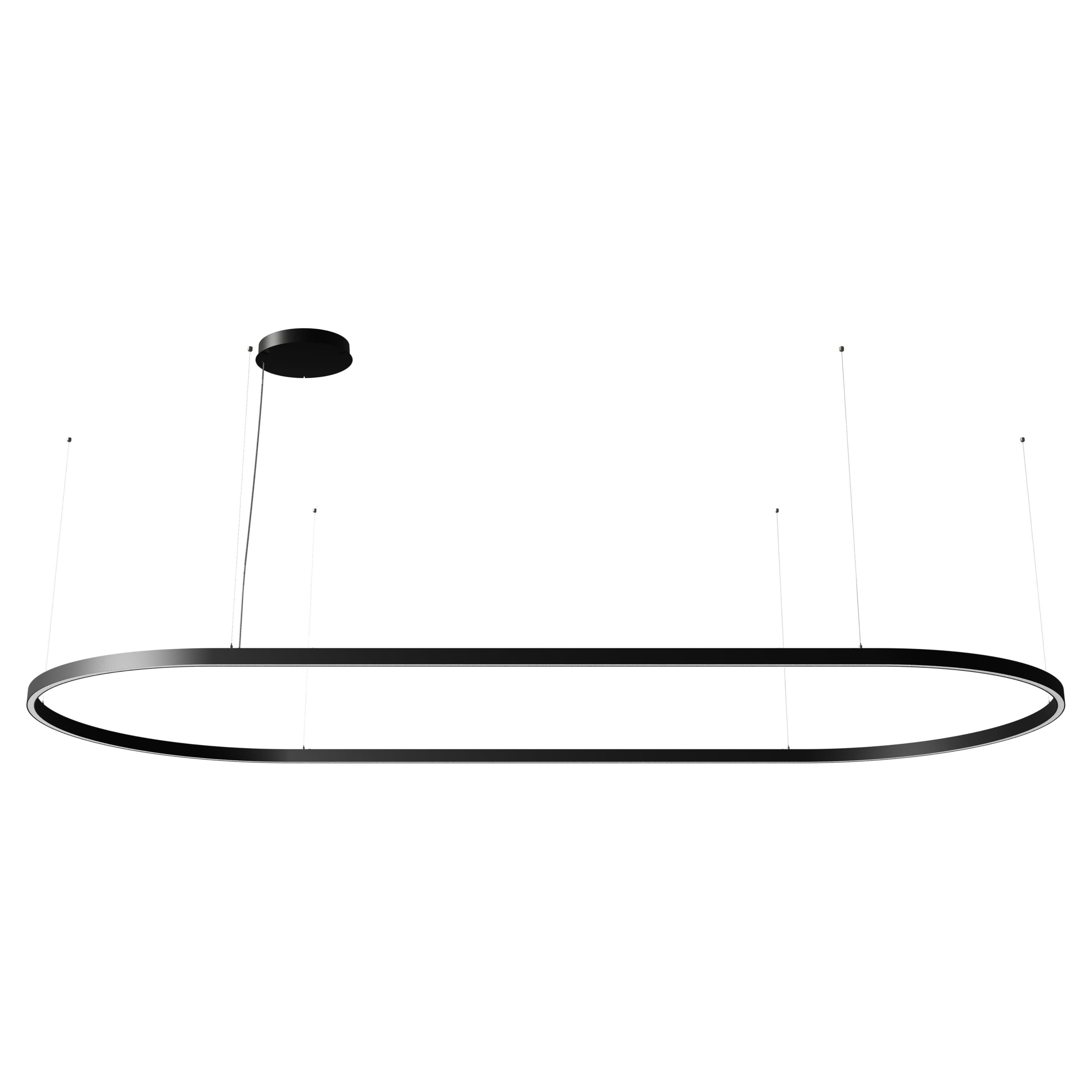 Ilti Luce Zirkol Oval 78.7" x 39.4" Downlight LED 3500K Pendant Light in Black