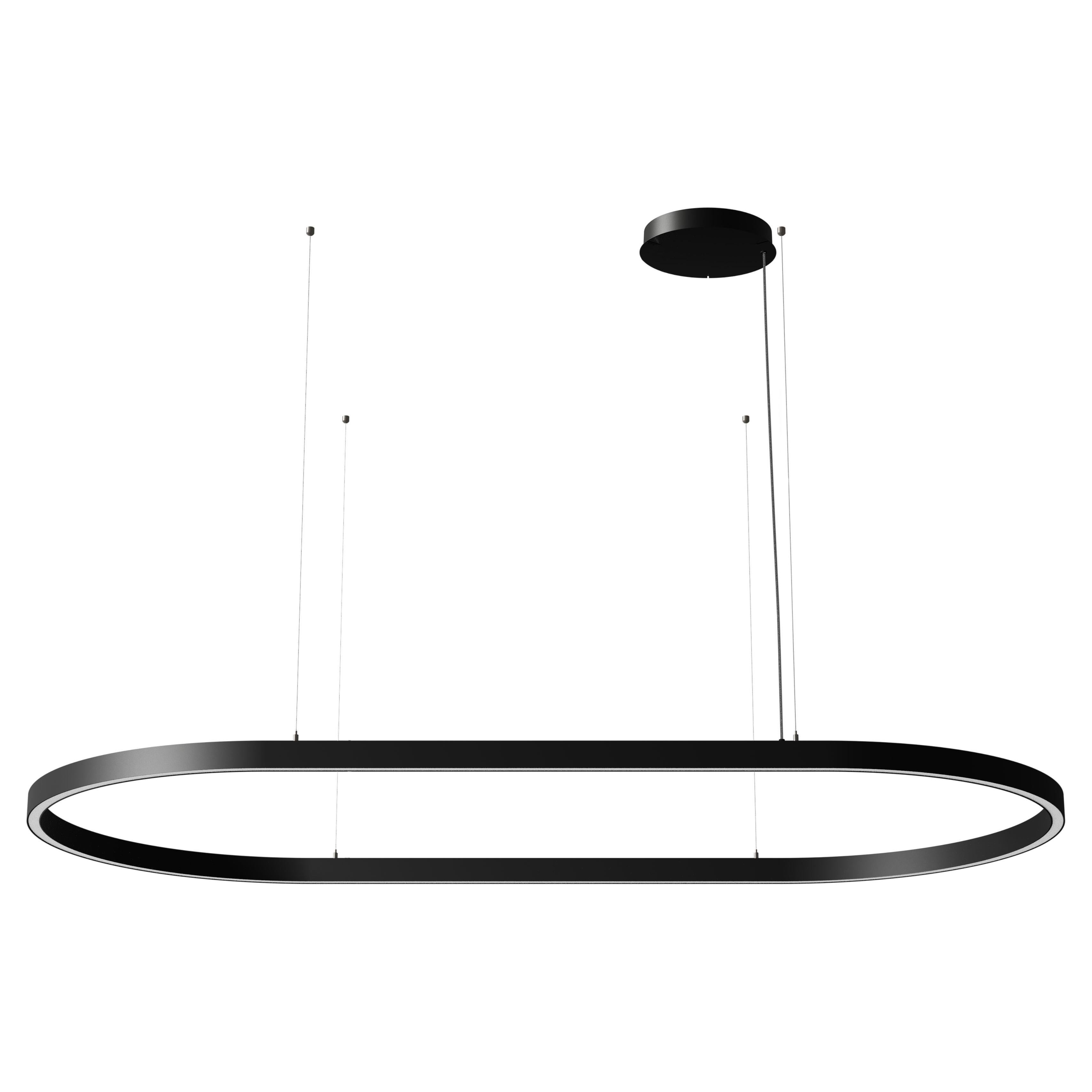 Ilti Luce Zirkol Oval 98.4" x 59" Downlight LED 3500K Pendant Light in Black