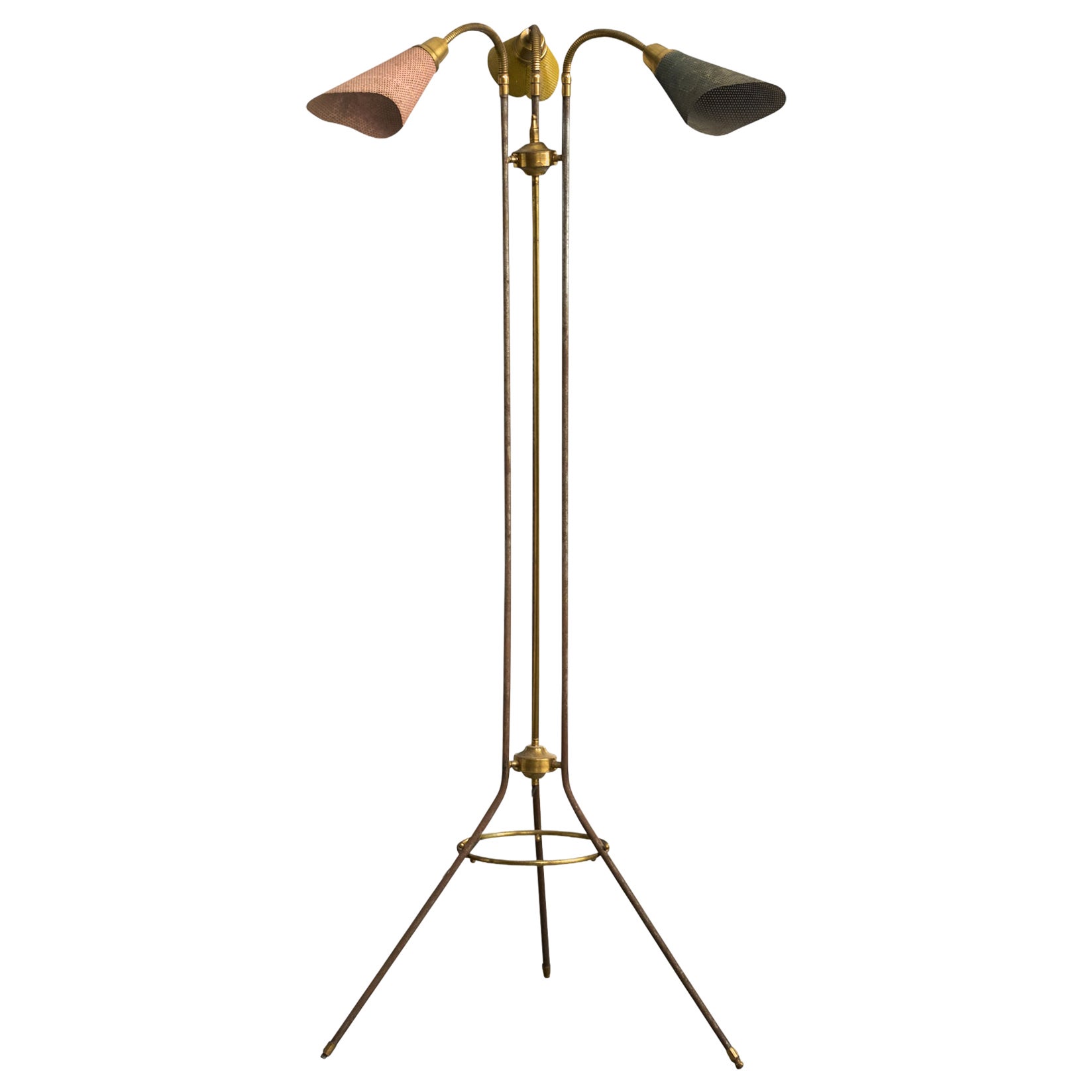 ILUM Attribution, Floor Lamp, Brass, Metal, Argentina, 1950s