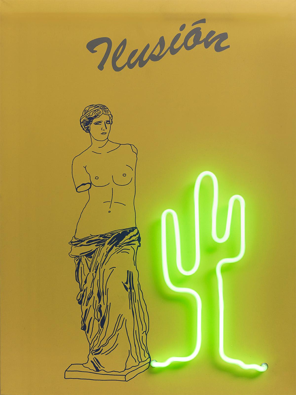 Modern Ilusión. Neon Light Box Wall Sculpture. From the series Neon Classics For Sale