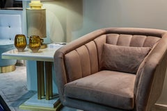 Ilustre side table with Brushed Brass base, available now