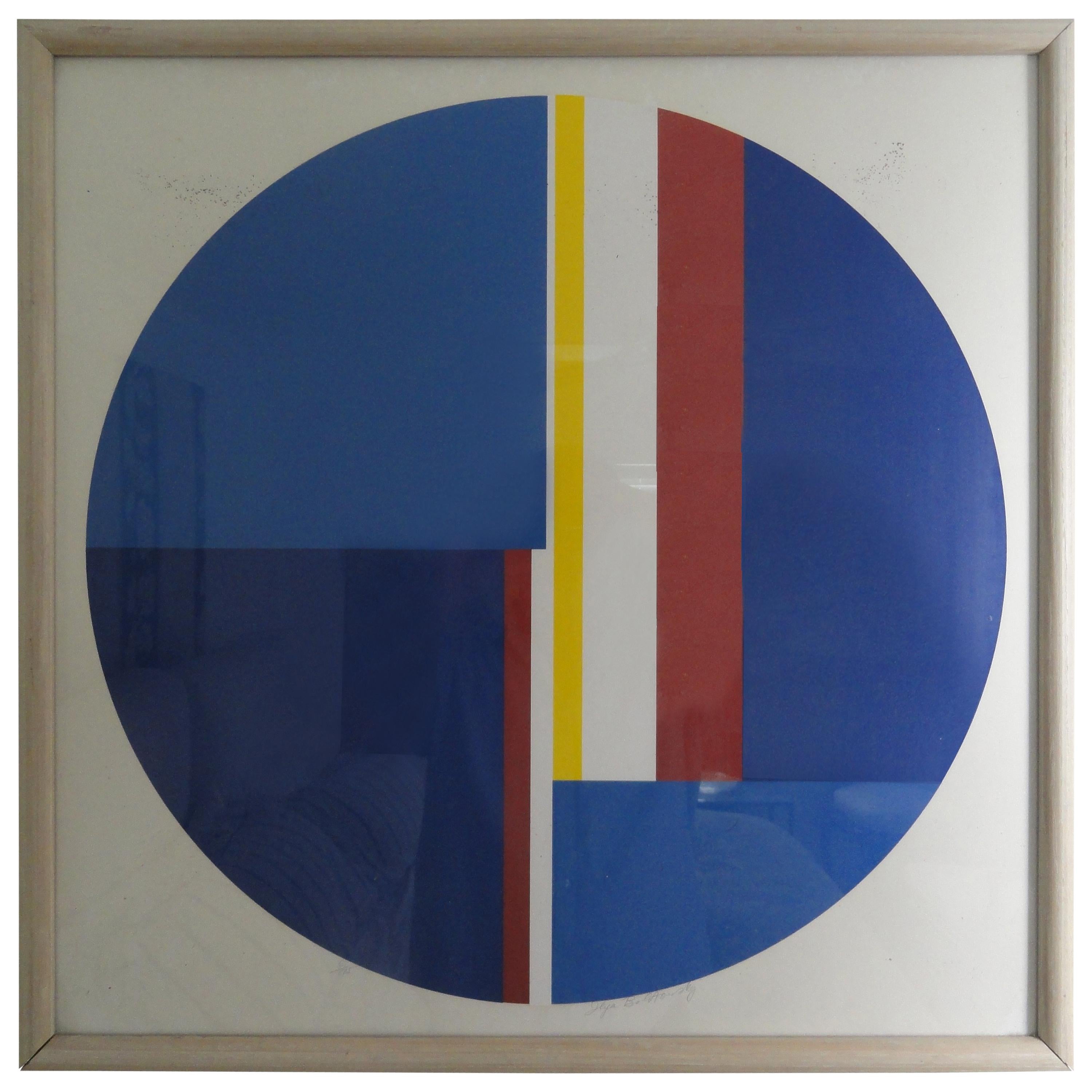 Ilya Blotowsky "Untitled" Blue Tondo, Signed and Numbered Screenprint For Sale