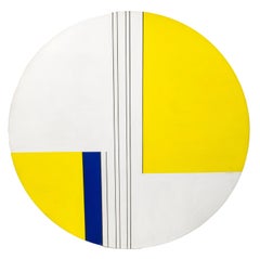 Ilya Bolotowsky Tondo mit Blau und Gelb 1969 Signiertes Originalgemälde