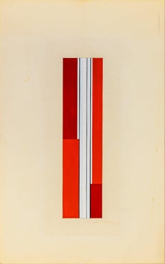 Ilya Bolotowsky Sin título 1969 Óleo original sobre papel Firmado Rascacielos geométrico