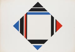 Blue and Red Diamond, Geometric Abstract Screenprint by Ilya Bolotowsky