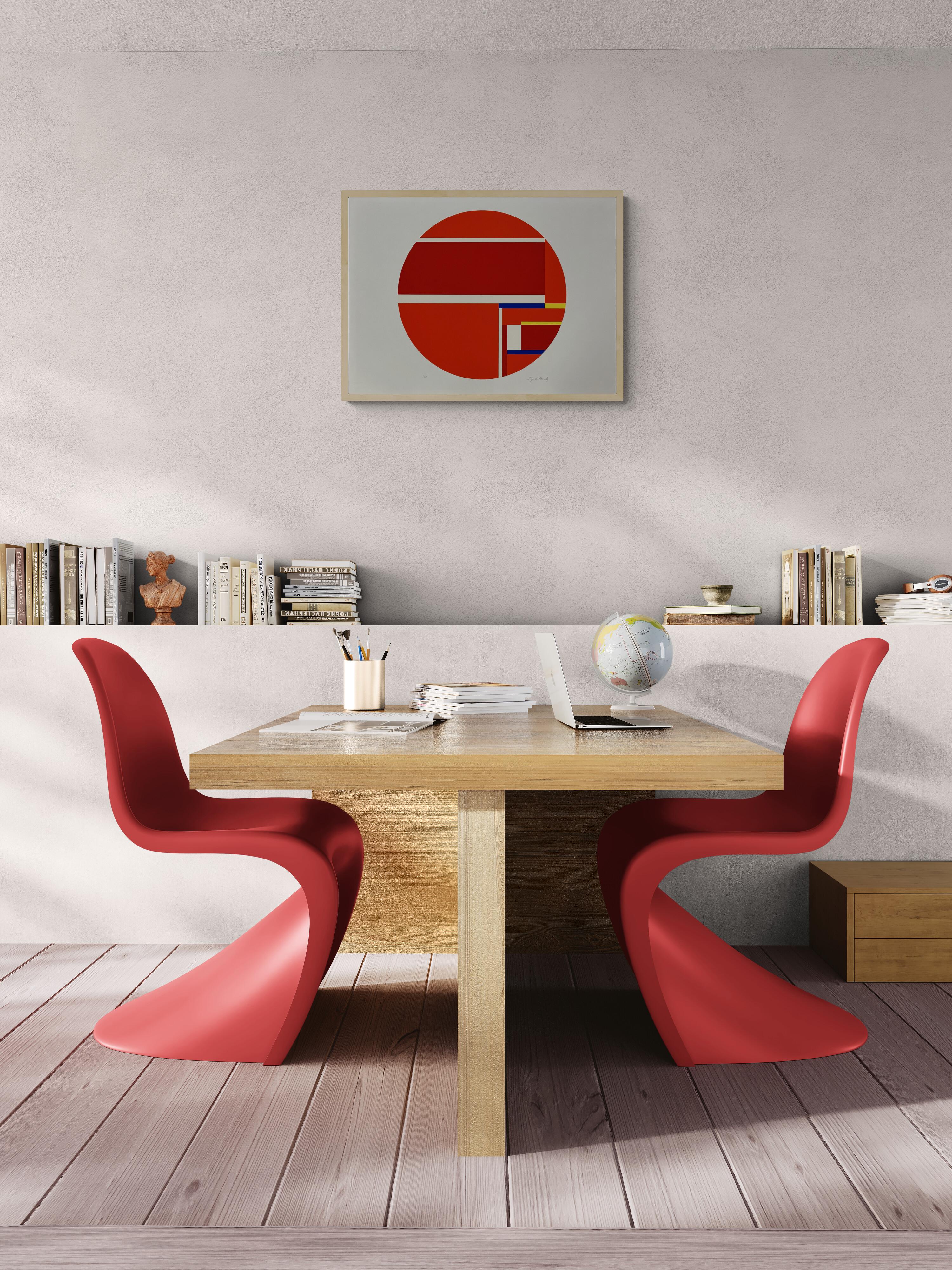 Tondo rosso firmato in edizione limitata serigrafica 1979 - Print di Ilya Bolotowsky