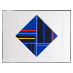 Vintage Ilya Bolotowsky Signed Limited Edition Op Art Serigraph Print