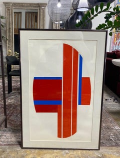 Ilya Bolotowsky Signed Limited Edition Silkscreen in Color Abstract Print Red