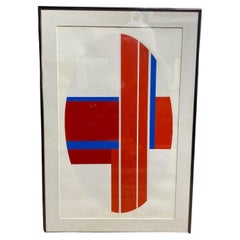 Ilya Bolotowsky Signed Limited Edition Silkscreen in Color Abstract Print Red