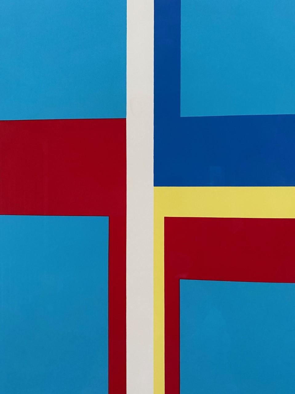 Ilya Bolotowsky Signed Modernist Silkscreen Vertical Blue Ellipse Series In Good Condition For Sale In San Diego, CA