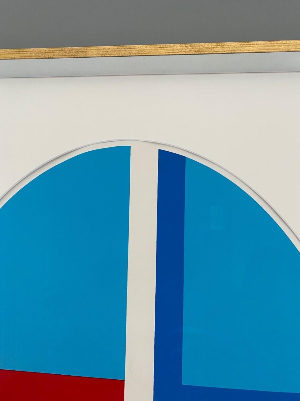 Late 20th Century Ilya Bolotowsky Signed Modernist Silkscreen Vertical Blue Ellipse Series For Sale