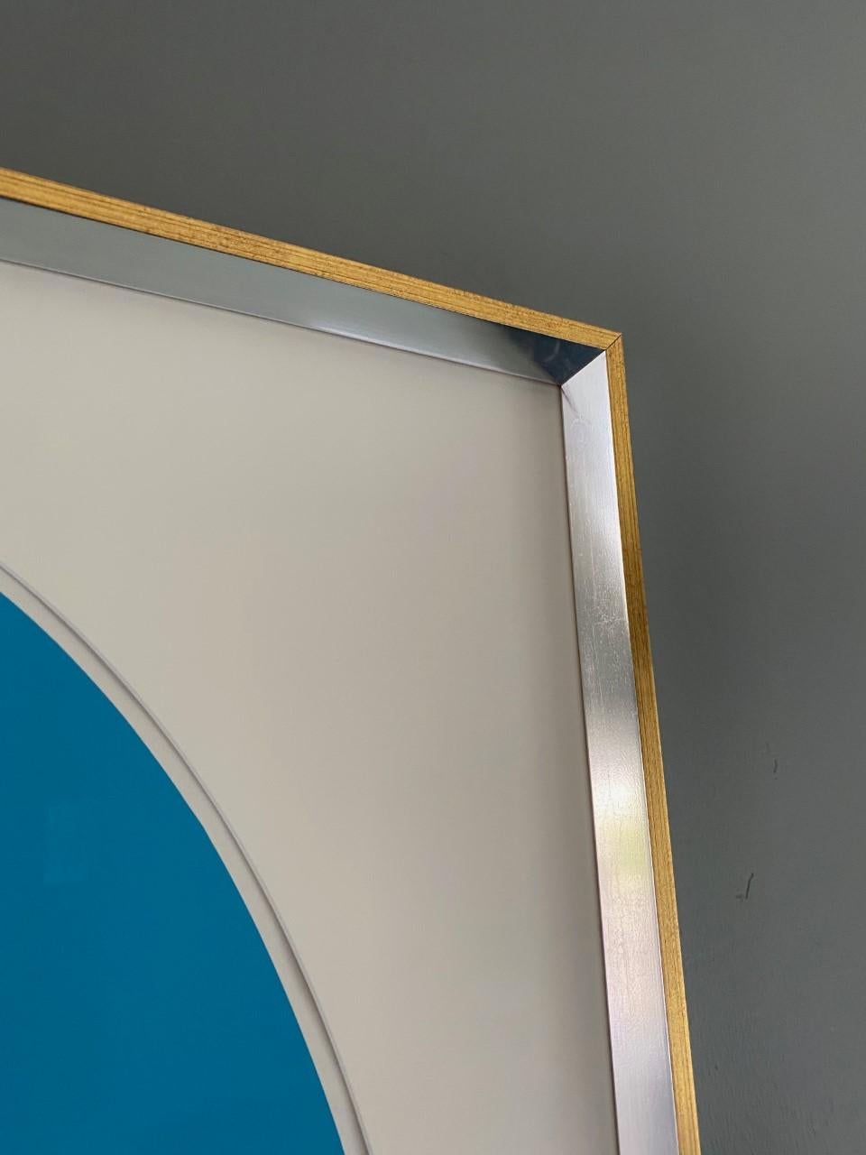 Ilya Bolotowsky Signed Modernist Silkscreen Vertical Blue Ellipse Series For Sale 1
