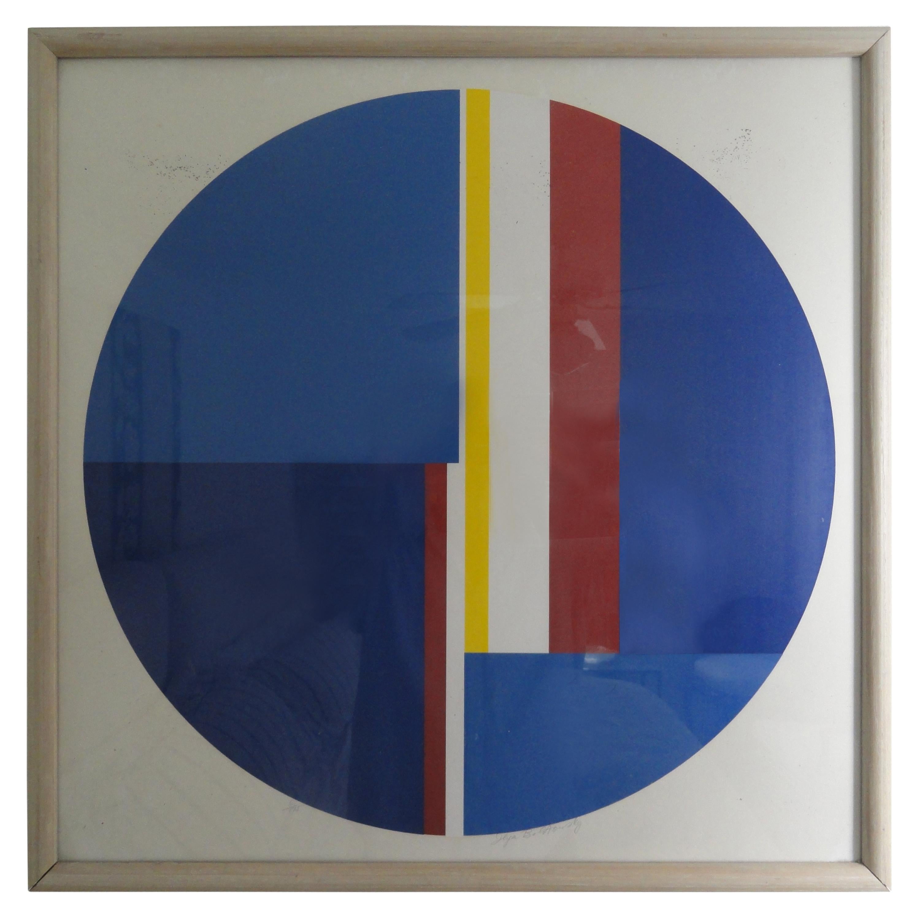 Ilya Bolotowsky "Untitled" Blue Tonde, Signed And Numbered Screenprint  For Sale