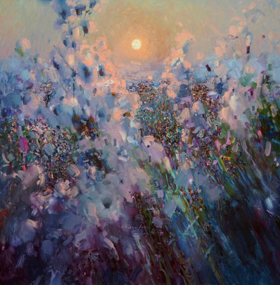 Ilya Chirun Landscape Painting - "Evening Light", 85x90cm