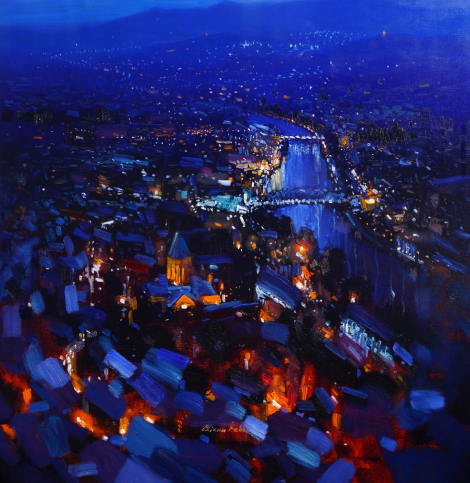 Ilya Chirun Landscape Painting - "Tbilisi", 80x80cm