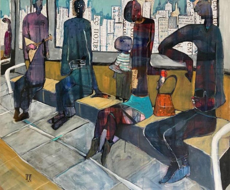 Ilya Volykhine Red Kelly Bag Abstract Oil Painting Of People