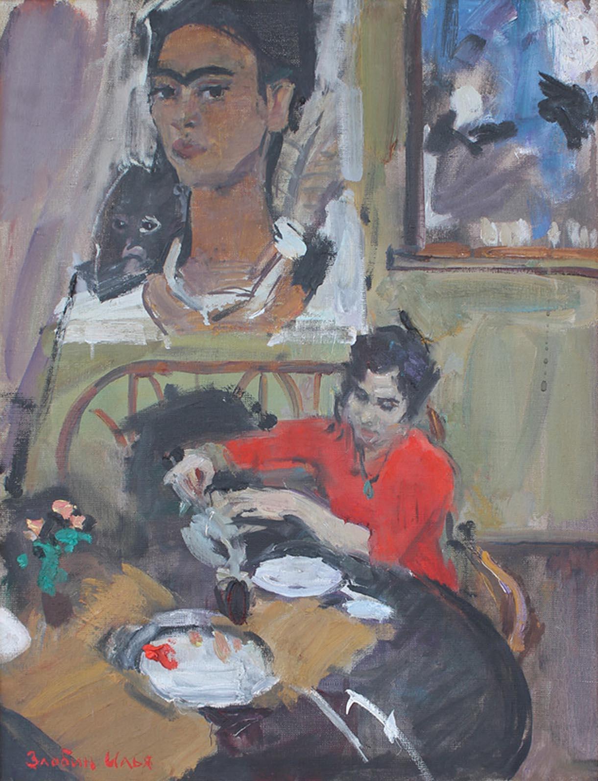 Ilya Zlobin Figurative Painting - Cafe Frida
