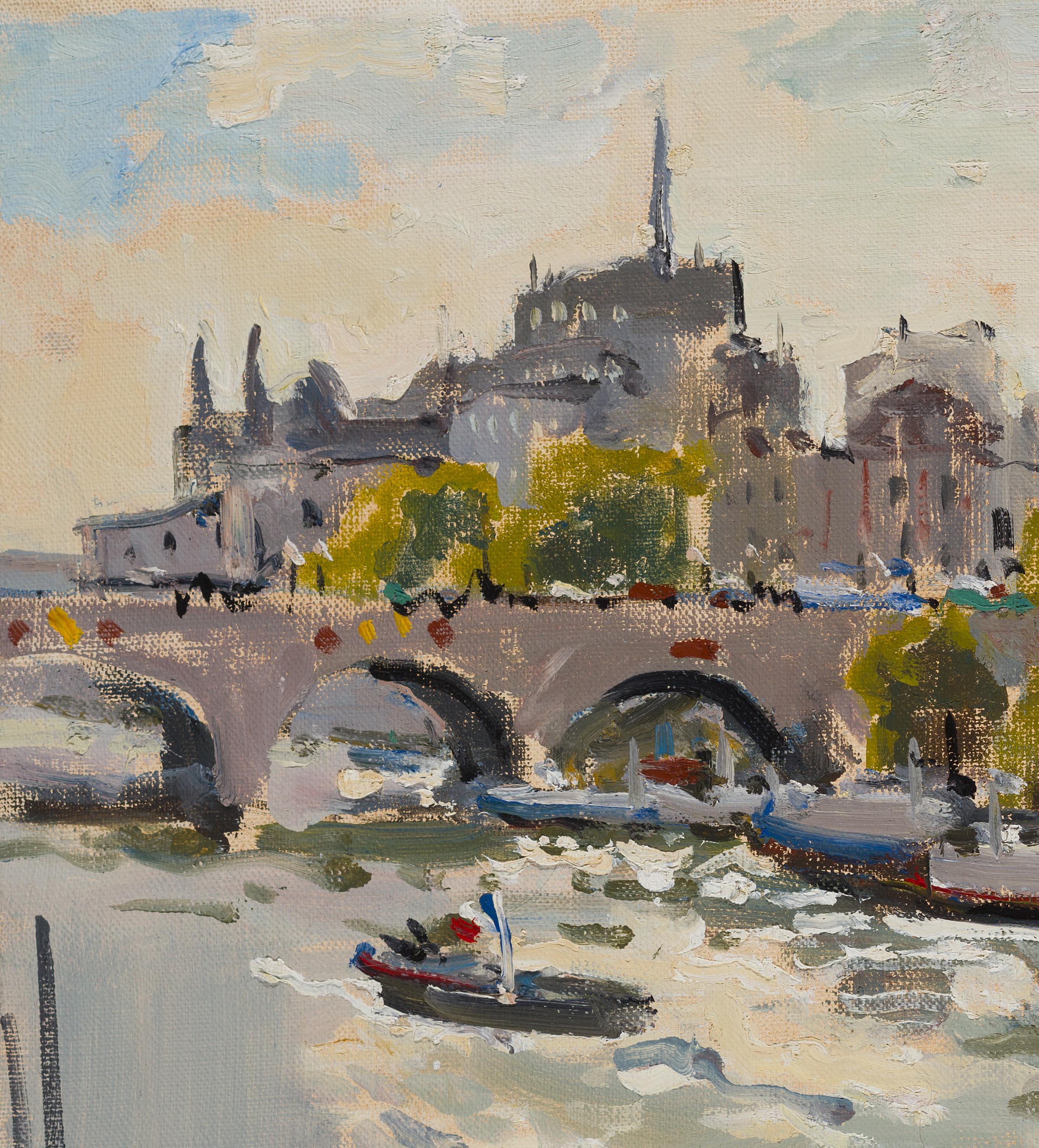 Seine. Paris - 21st Century Contemporary Impressionism Landscape Oil Painting For Sale 4