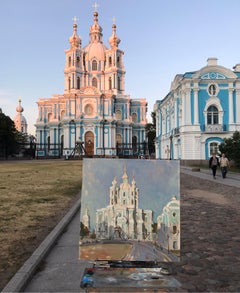 Smolny Cathedral - 21st Century Contemporary Russian Landscape Oil Painting