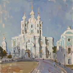 Smolny Cathedral - 21st Century Contemporary Russian Landscape Oil Painting