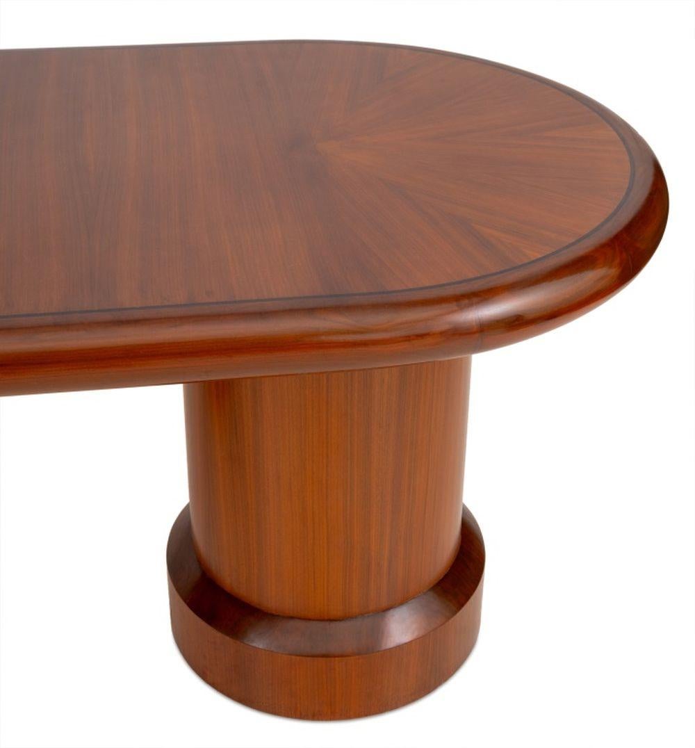I.M. Pei Postmodern Mahogany Dining Table, with oval top on two columnar supports. 30