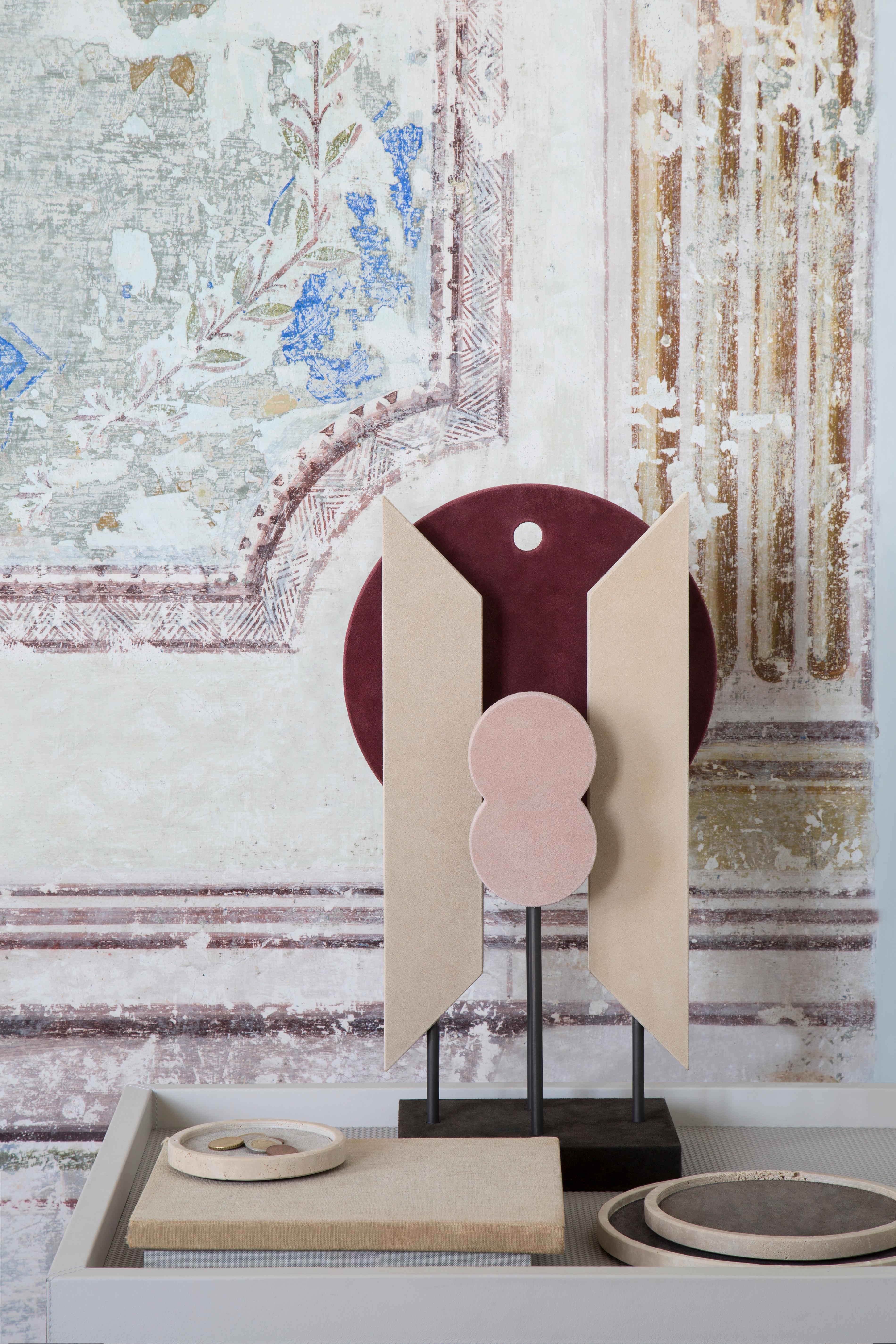 Bild kreis spiegel - rahmen cm 14 von Gio Bagnara (Leder) im Angebot
