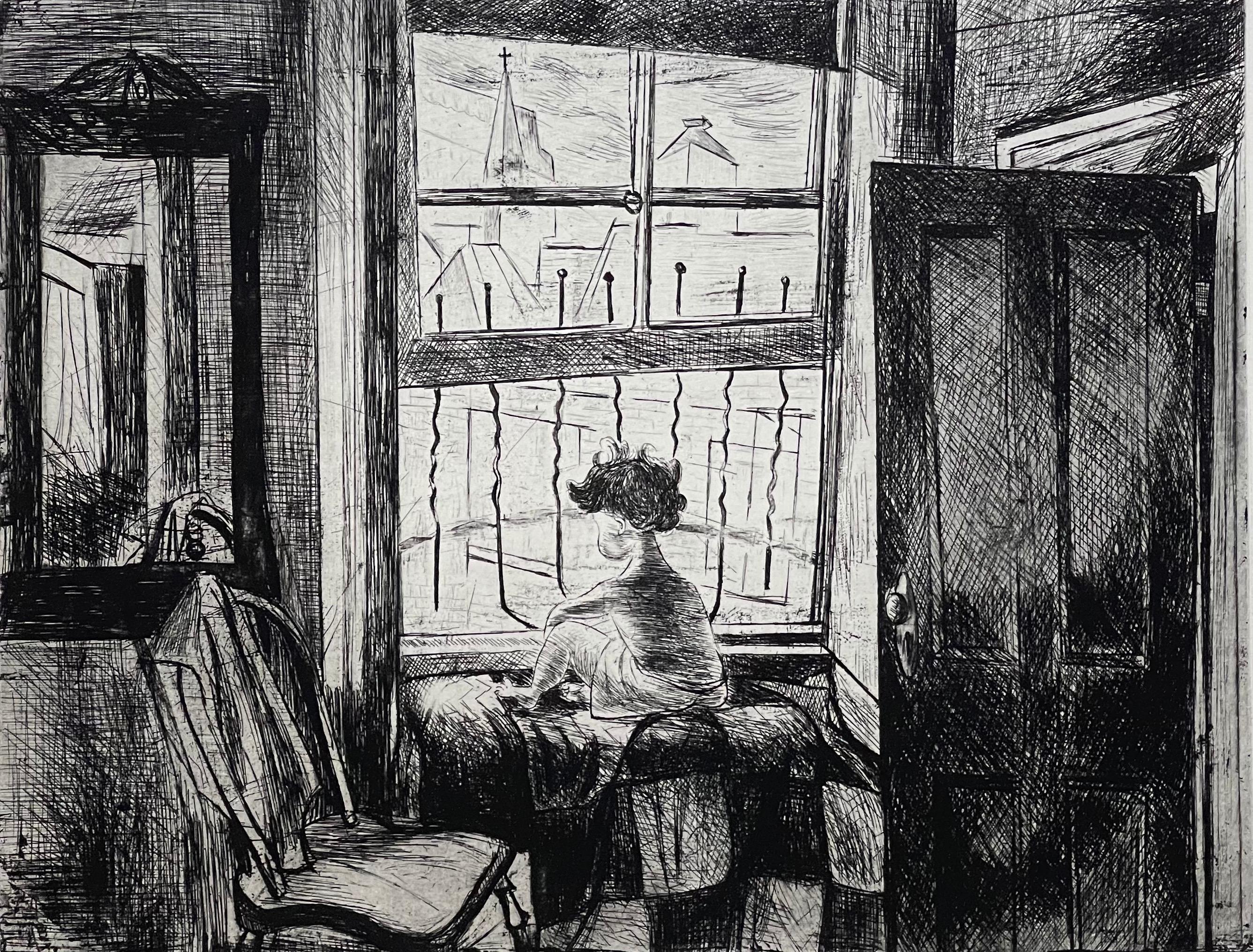 20th Century Images of Children Etching Entitled 