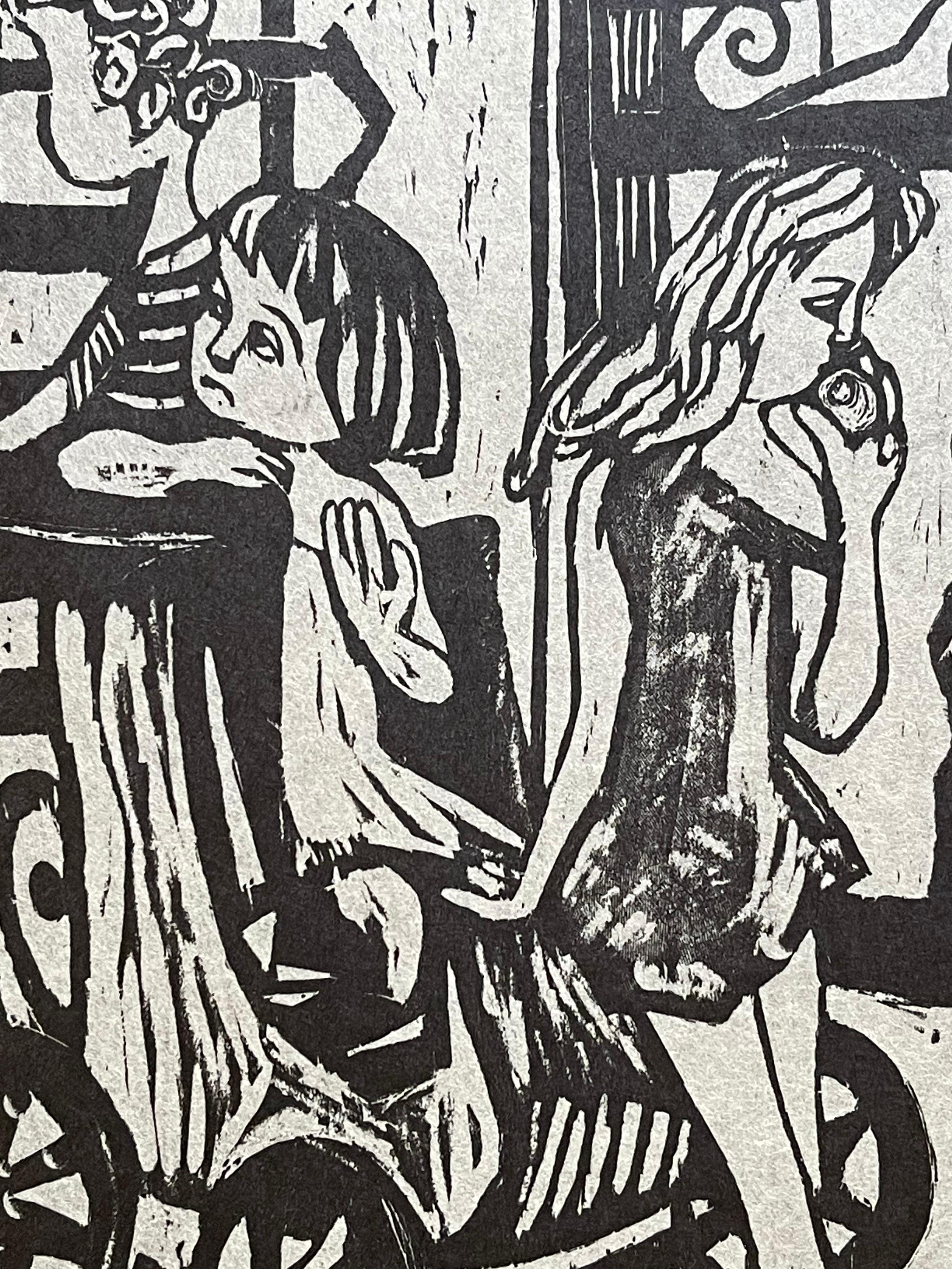 Images of Children Woodcut Entitled 