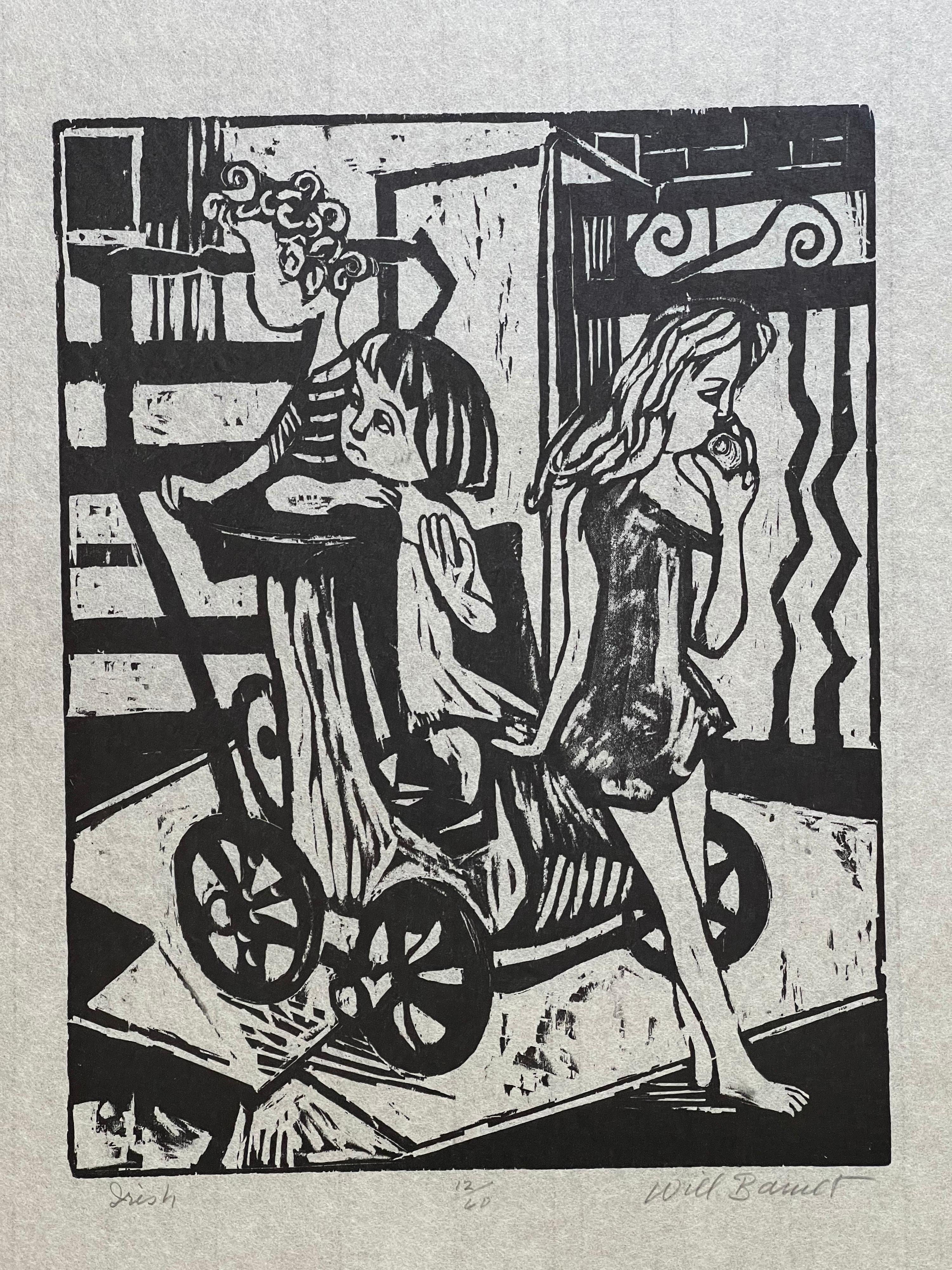 Images of Children Woodcut Entitled 