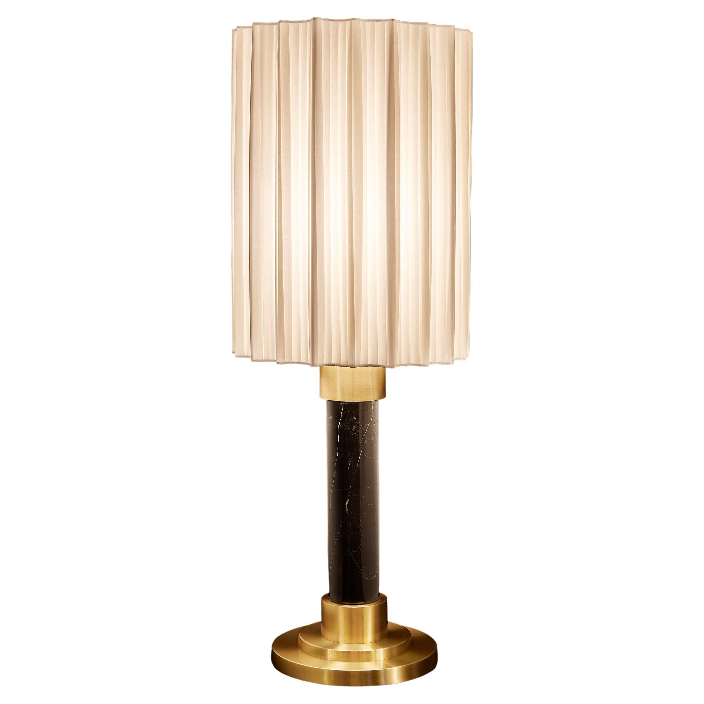 Imagin Black Marble and Brushed Brass Table Lamp For Sale