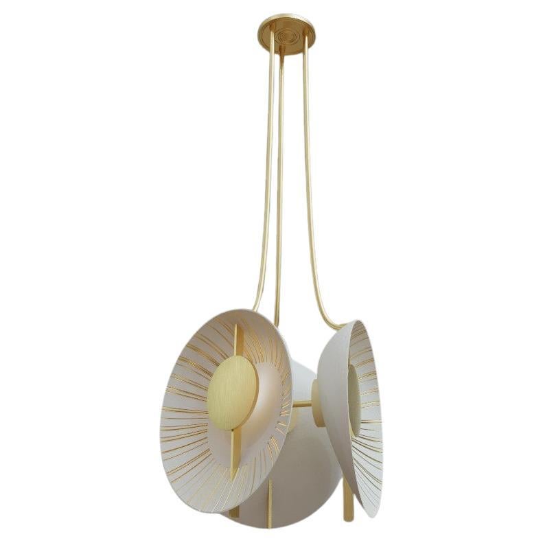 Imagin Calatia Pendant in Brushed Brass and Porcelain For Sale