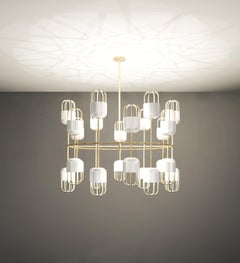 Imagin Capsule Chandelier in Powder-coated Metal and Brushed Brass